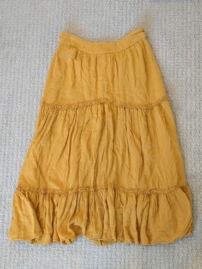 Auguste The Label Mustard Tiered Maxi Skirt